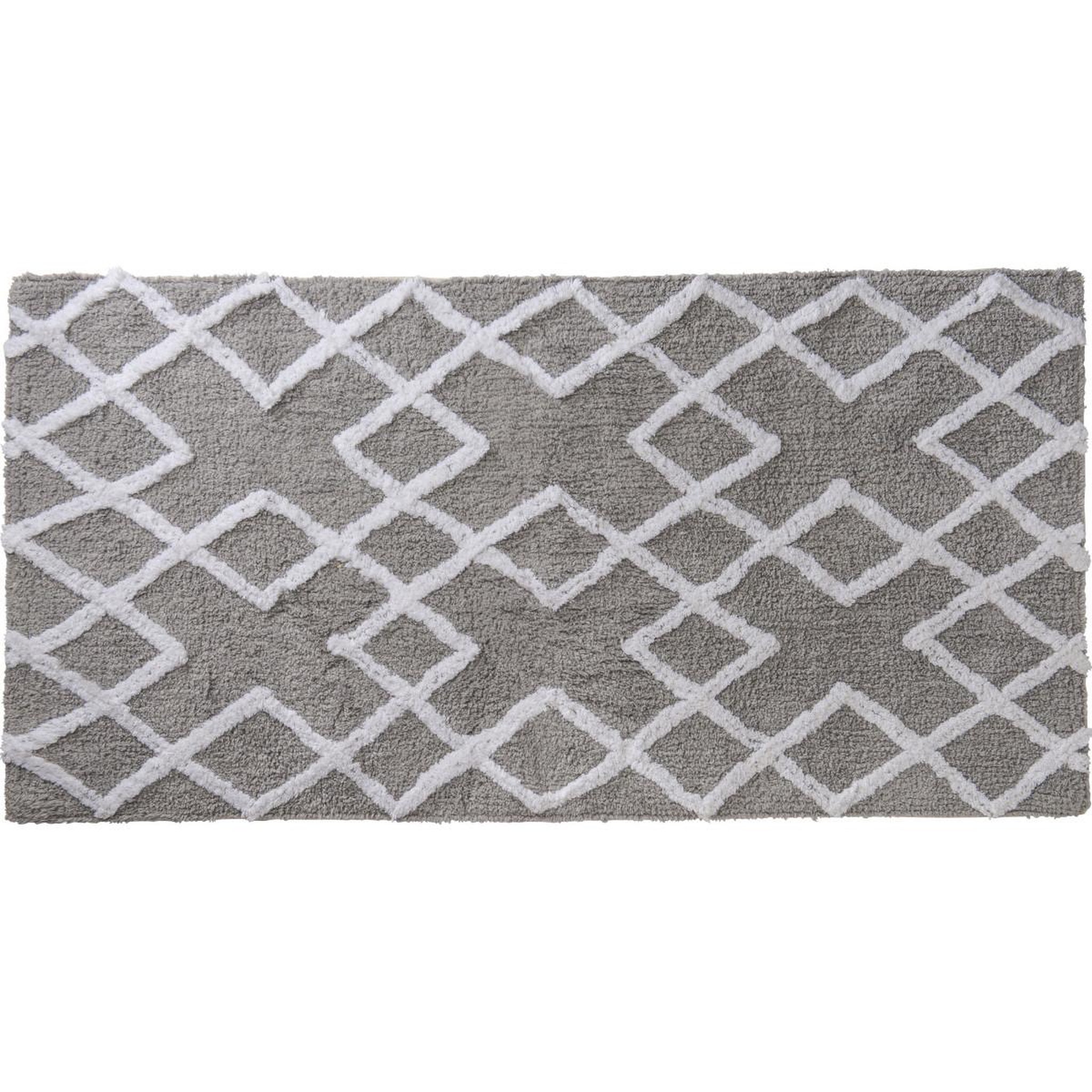 Voir la diapositive 1 : GUY LEVASSEUR Tapis déco épais  à losanges en coton 60x120cm