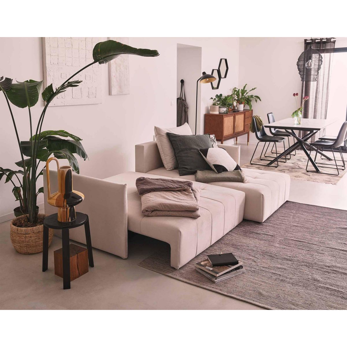 BEST MOBILIER Petra - canapé d'angle réversible - convertible avec coffre - 4 places - en velours