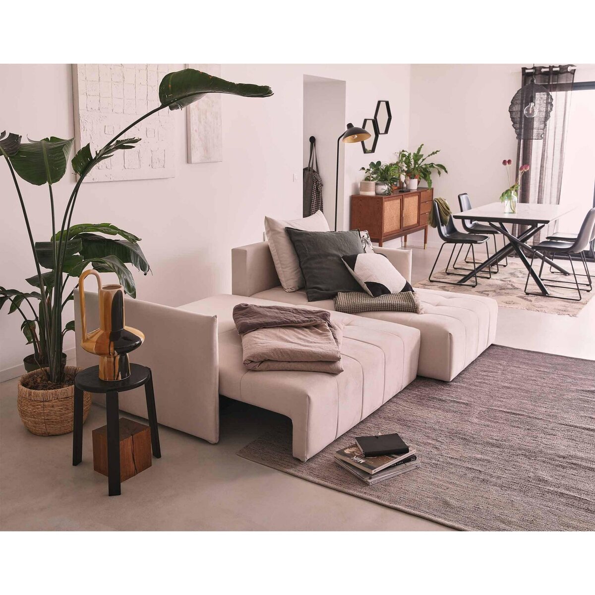 BEST MOBILIER Petra - canapé d'angle réversible - convertible avec coffre - 4 places - en velours