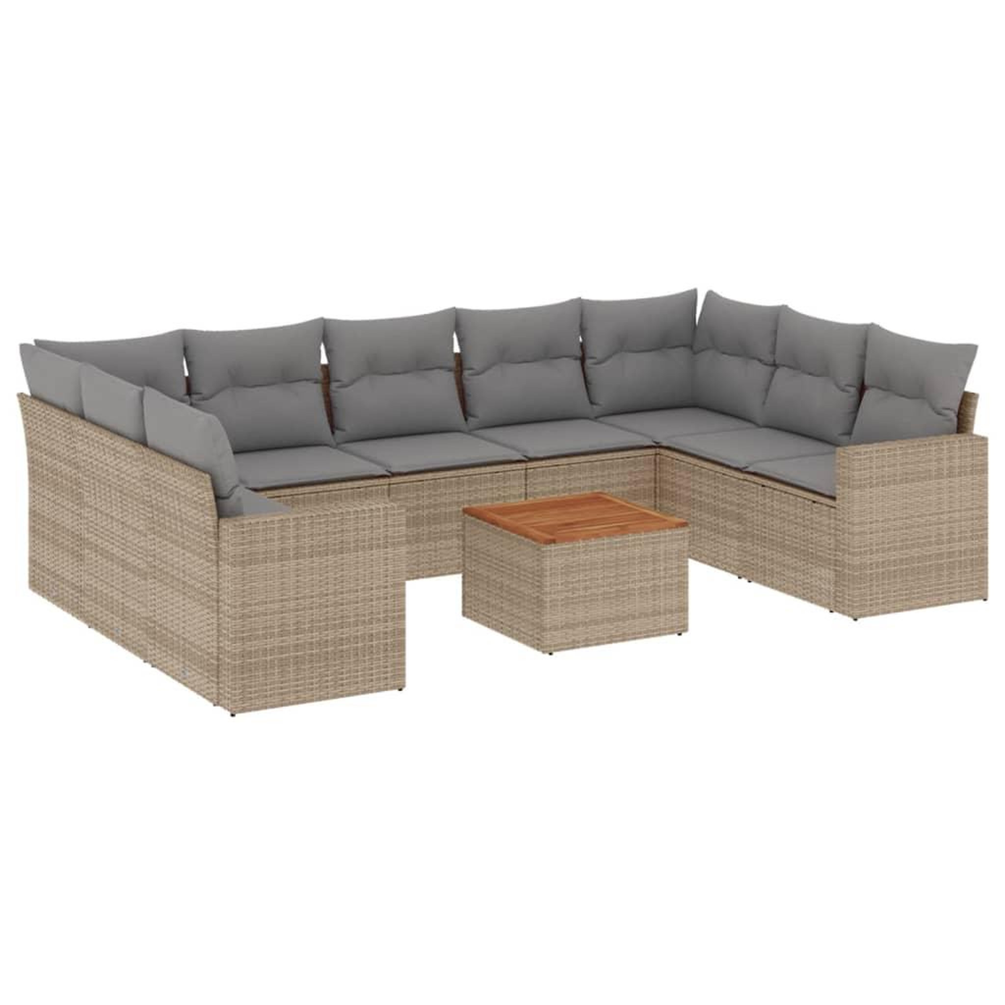 Voir la diapositive 2 : VIDAXL Salon de jardin avec coussins 10 pcs beige resine tressee