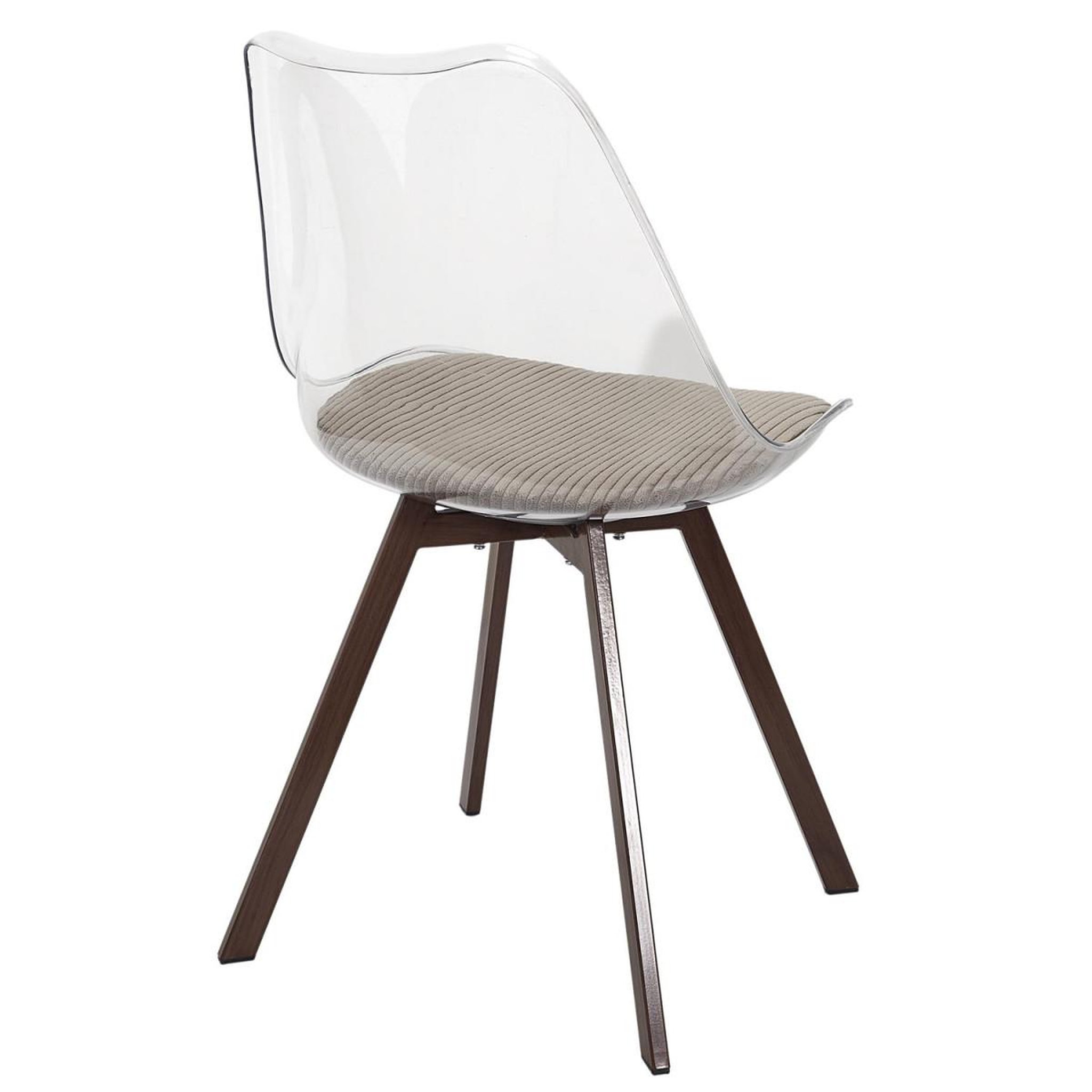 Voir la diapositive 4 : The Home Deco Factory Lot de 4 chaises coussin côtelé  scott  82cm transparent & taupe