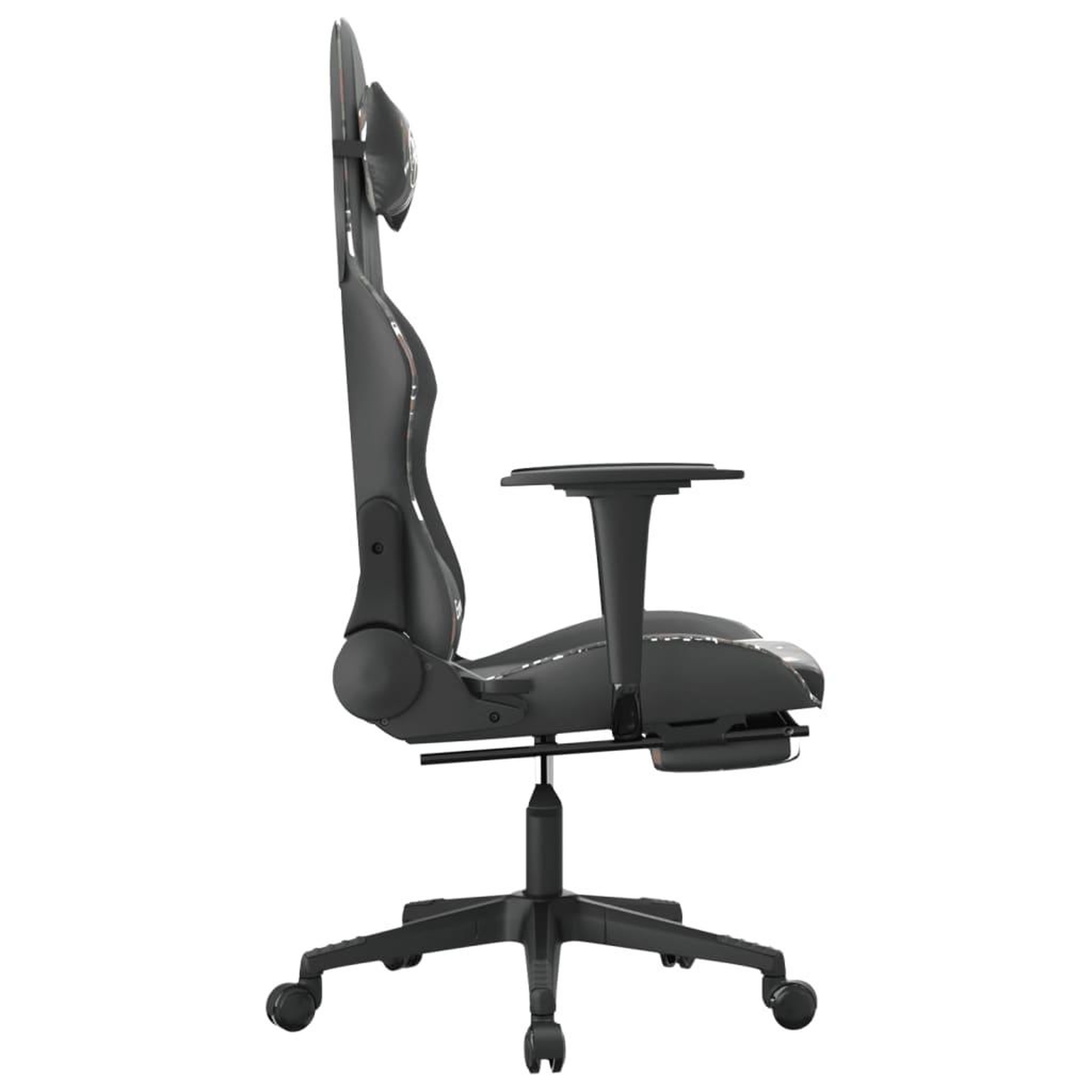 Voir la diapositive 4 : VIDAXL Chaise de jeu avec repose-pied Noir et camouflage Similicuir