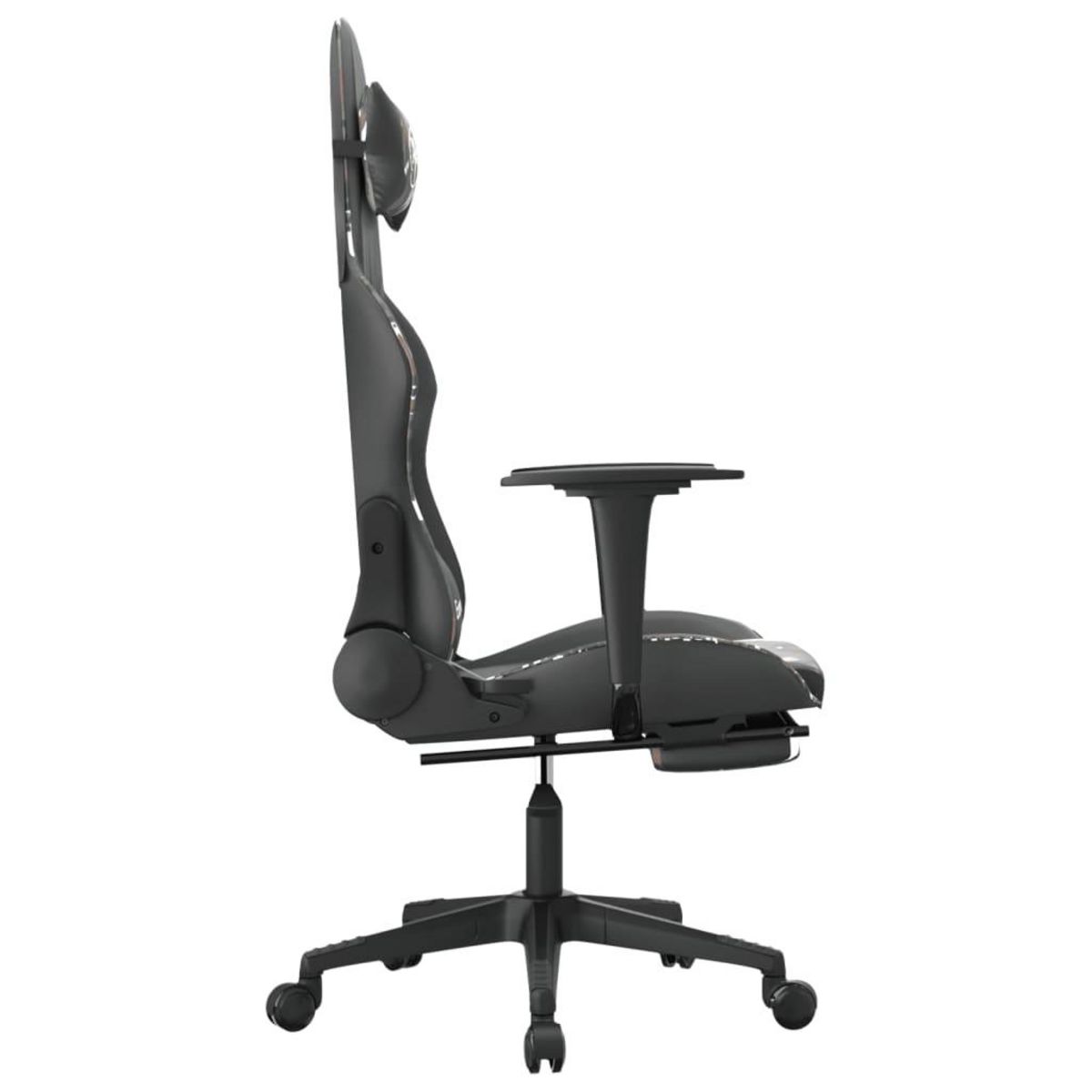 VIDAXL Chaise de jeu avec repose-pied Noir et camouflage Similicuir