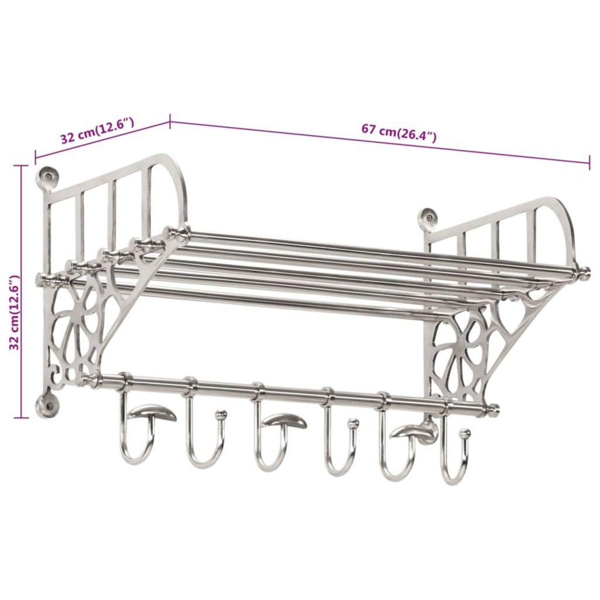 VIDAXL Porte-bagages avec cintres mural aluminium