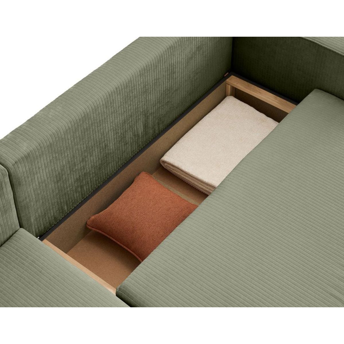 BEST MOBILIER Topaze - canapé d'angle réversible - 4 places - convertible avec coffre - en velours côtelé plat