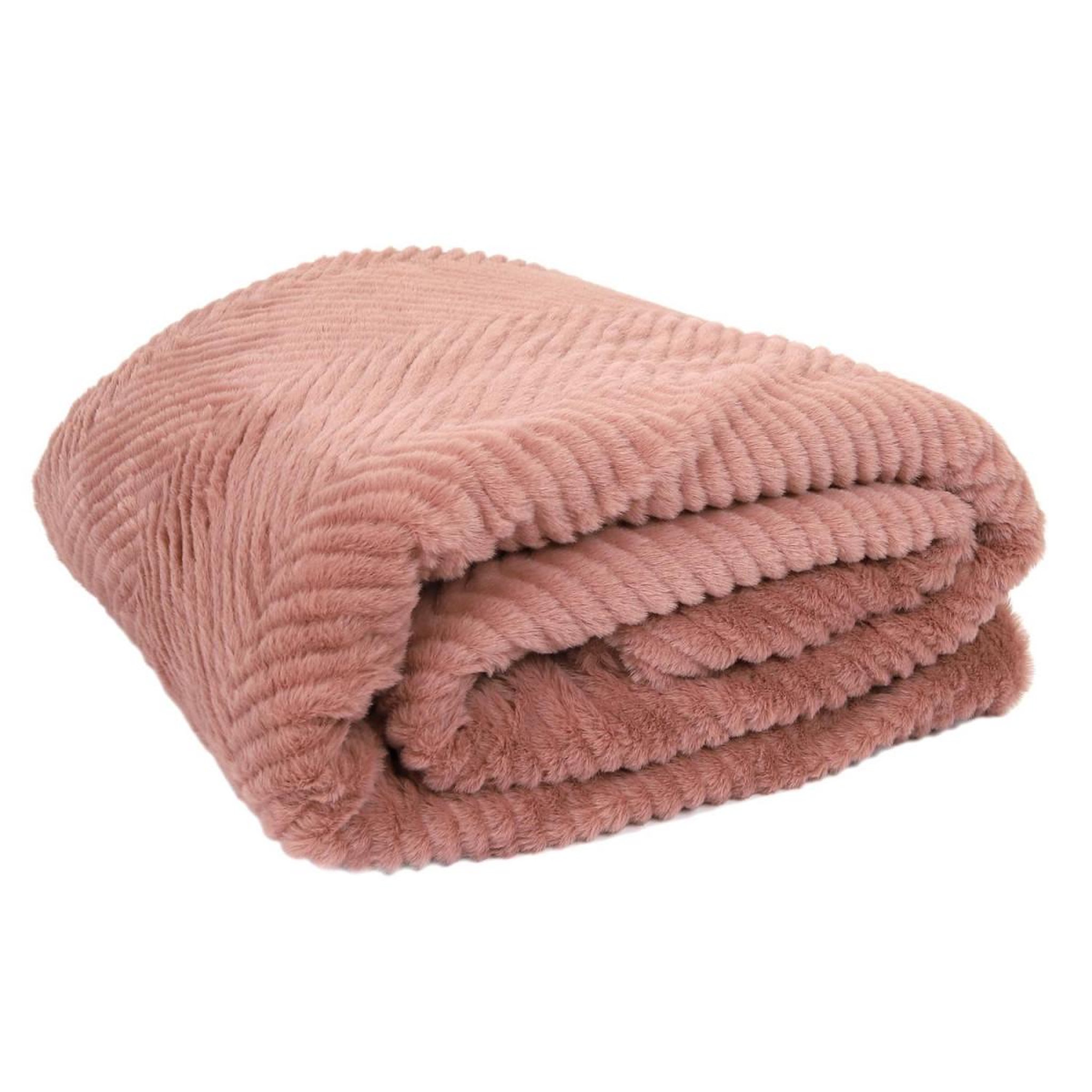 The Home Deco Factory Plaid velours imitation fourrure  sherpa  140x200cm rose