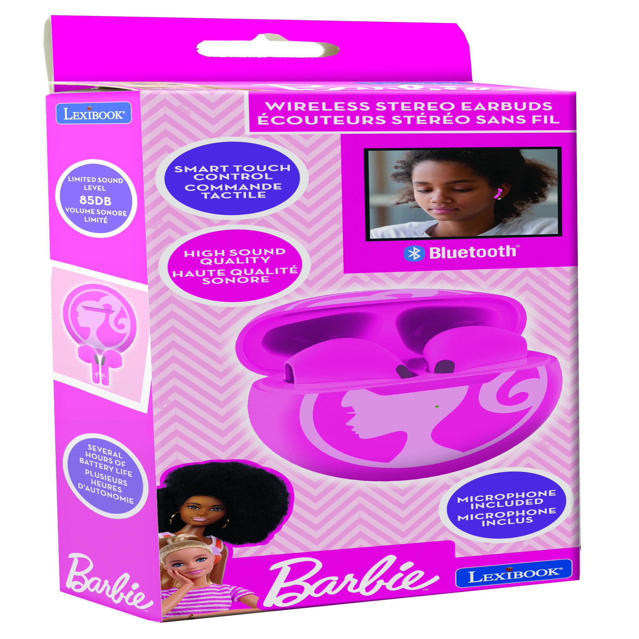 Voir la diapositive 5 : Lexibook Écouteurs sans fil Bluetooth Barbie avec étui de chargement et de rangement