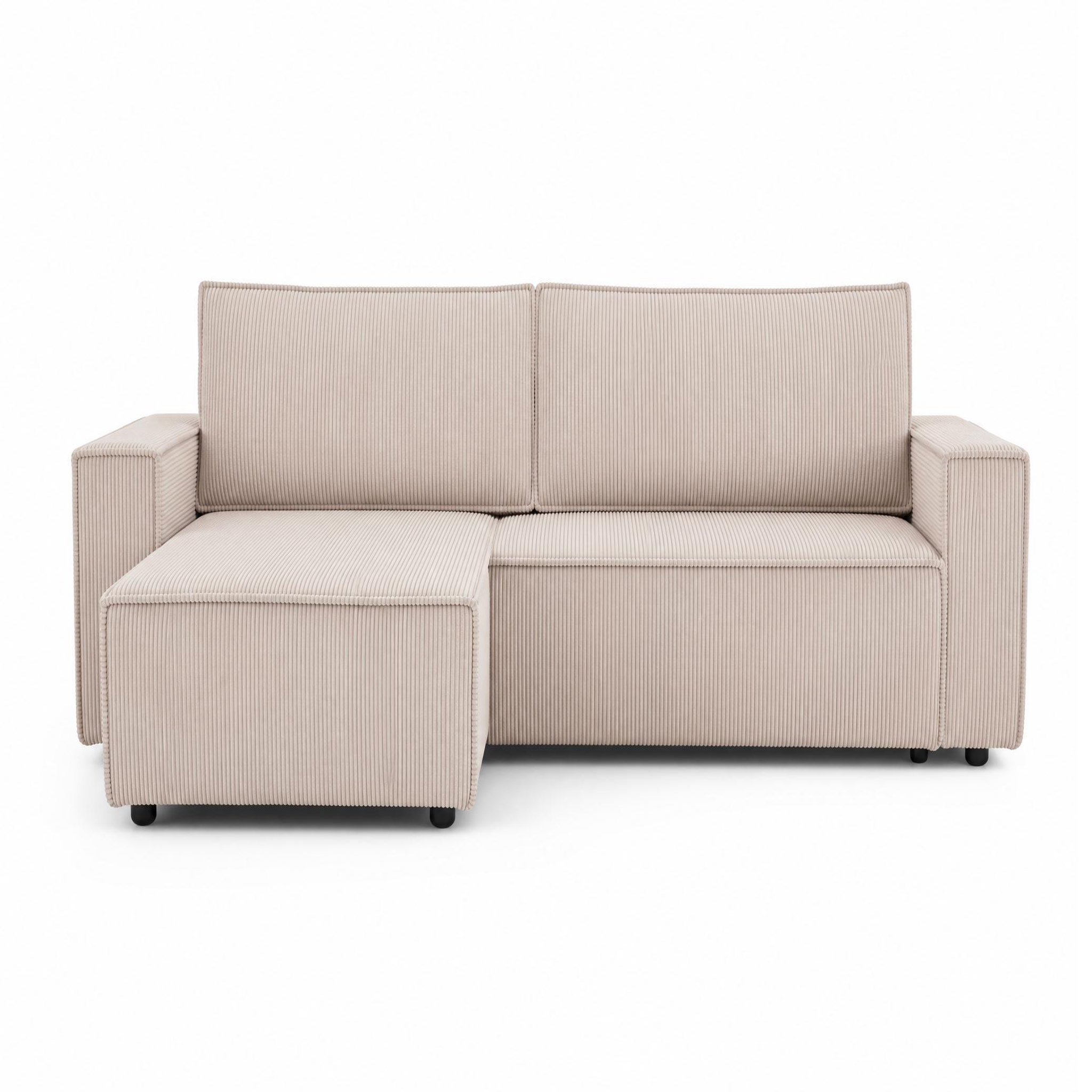 Voir la diapositive 1 : BEST MOBILIER Hector - canapé d'angle réversible 4 places convertible avec coffre en velours côtelé