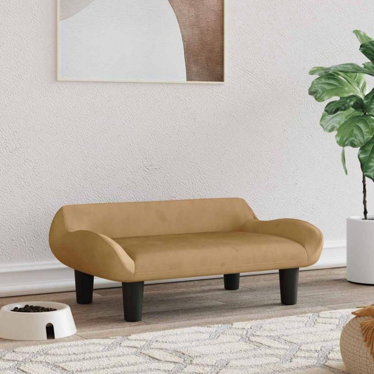 VIDAXL Lit pour chien marron 70x40x24 cm velours