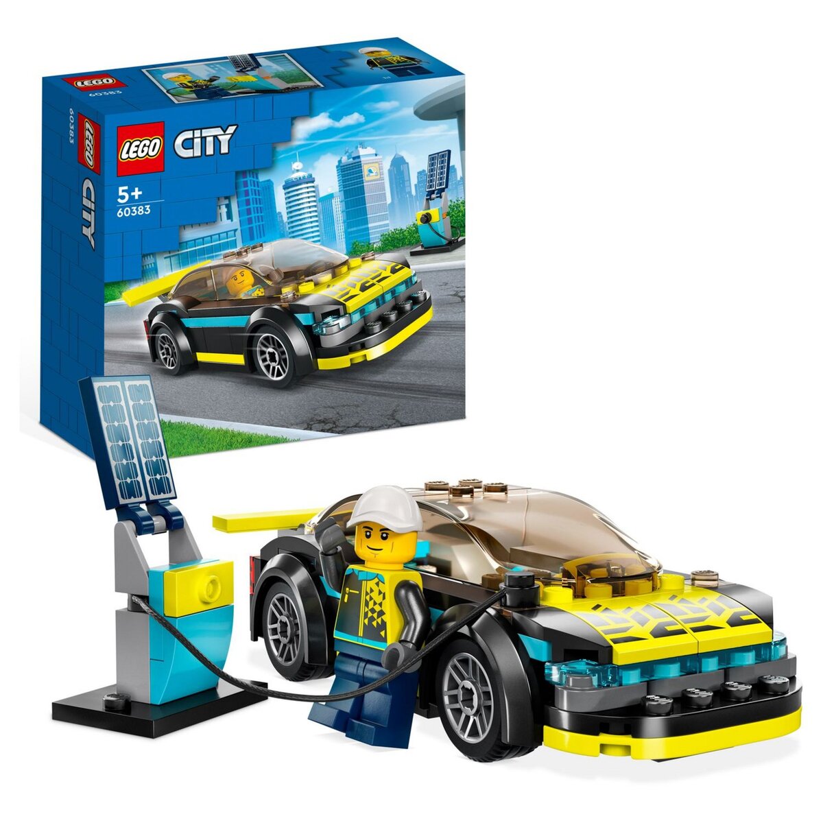 LEGO City 60383 La Voiture de Sport Électrique, Jouet pour Garçons et Filles de 5 Ans, Set de Voiture de Course