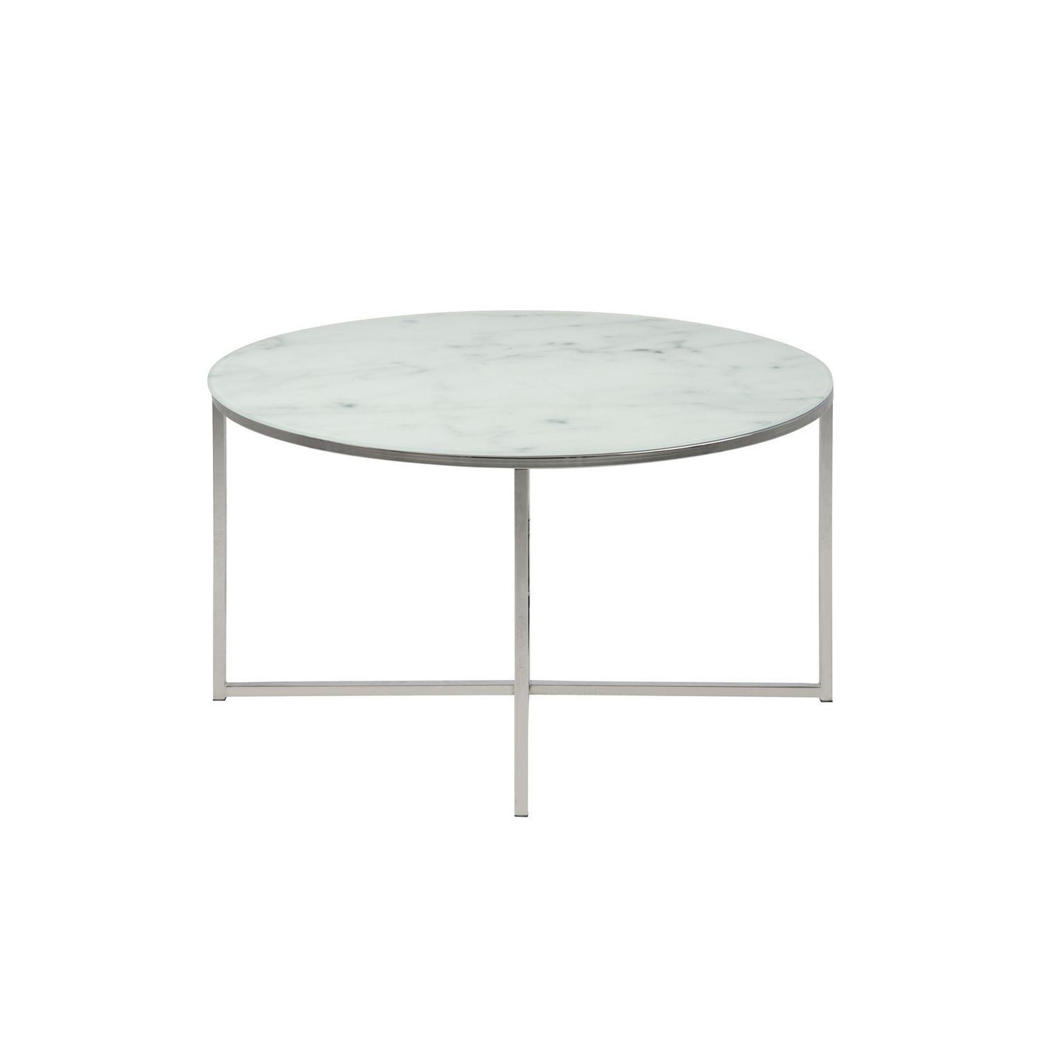 Voir la diapositive 3 : TOILINUX Table basse ronde effet marbre en verre et métal