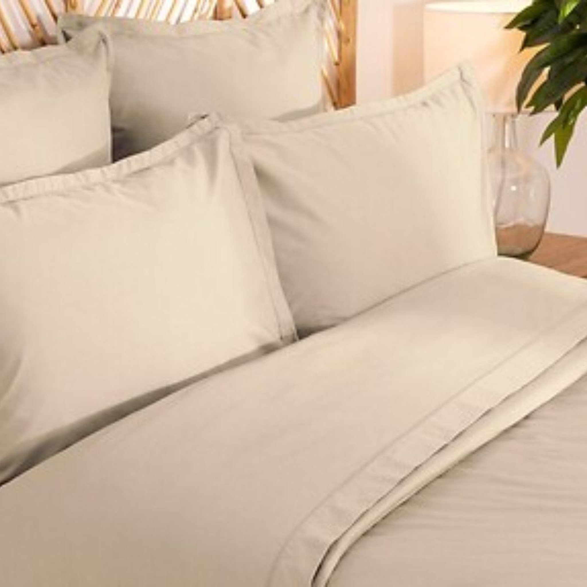 Voir la diapositive 4 : ATMOSPHERA Parure de lit 3 pièces  percale  260x240cm beige lin