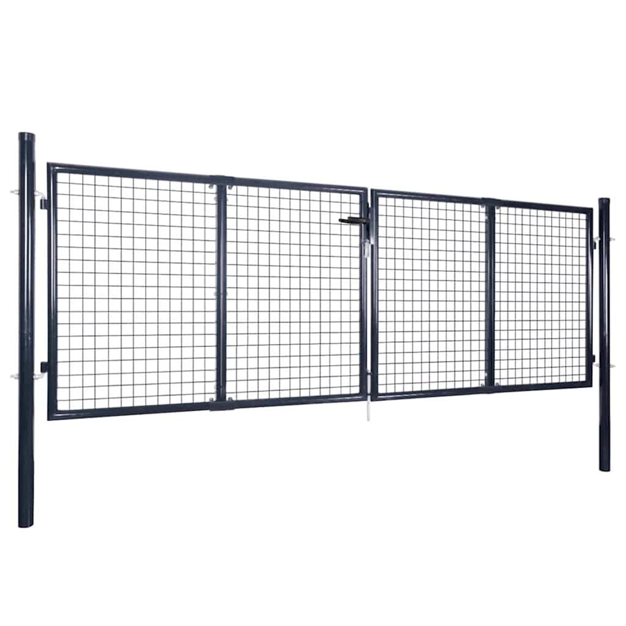 Voir la diapositive 2 : VIDAXL Portail de jardin grillage en acier galvanise 300 x 75 cm gris