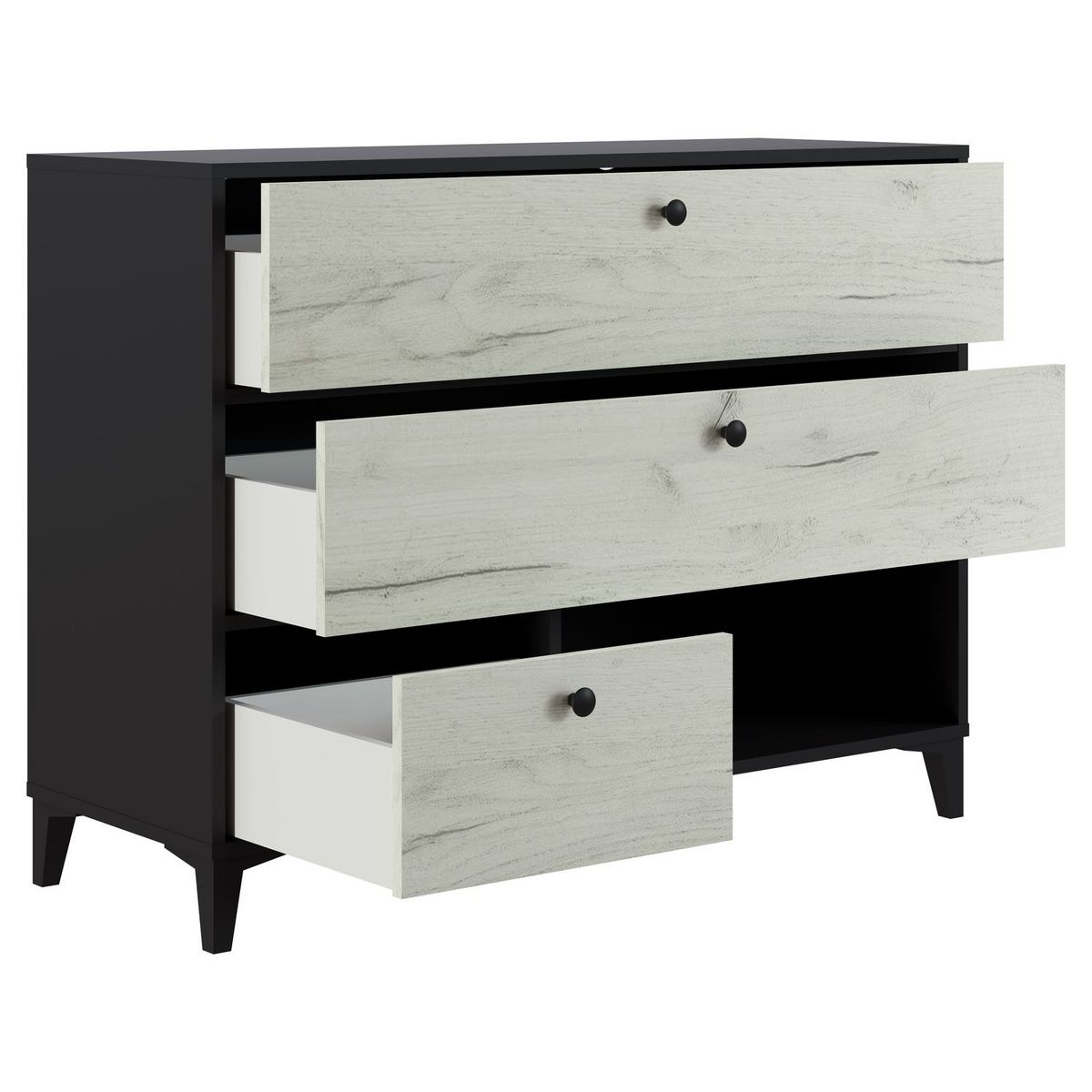 Commode 3 tiroirs 1 niche L110cm BRIDGET