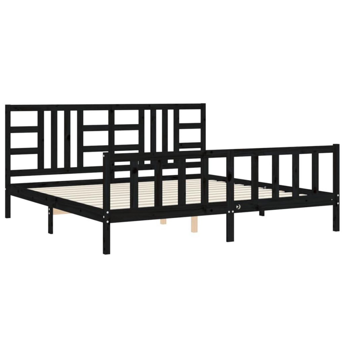 VIDAXL Cadre de lit sans matelas noir 200x200 cm bois massif de pin