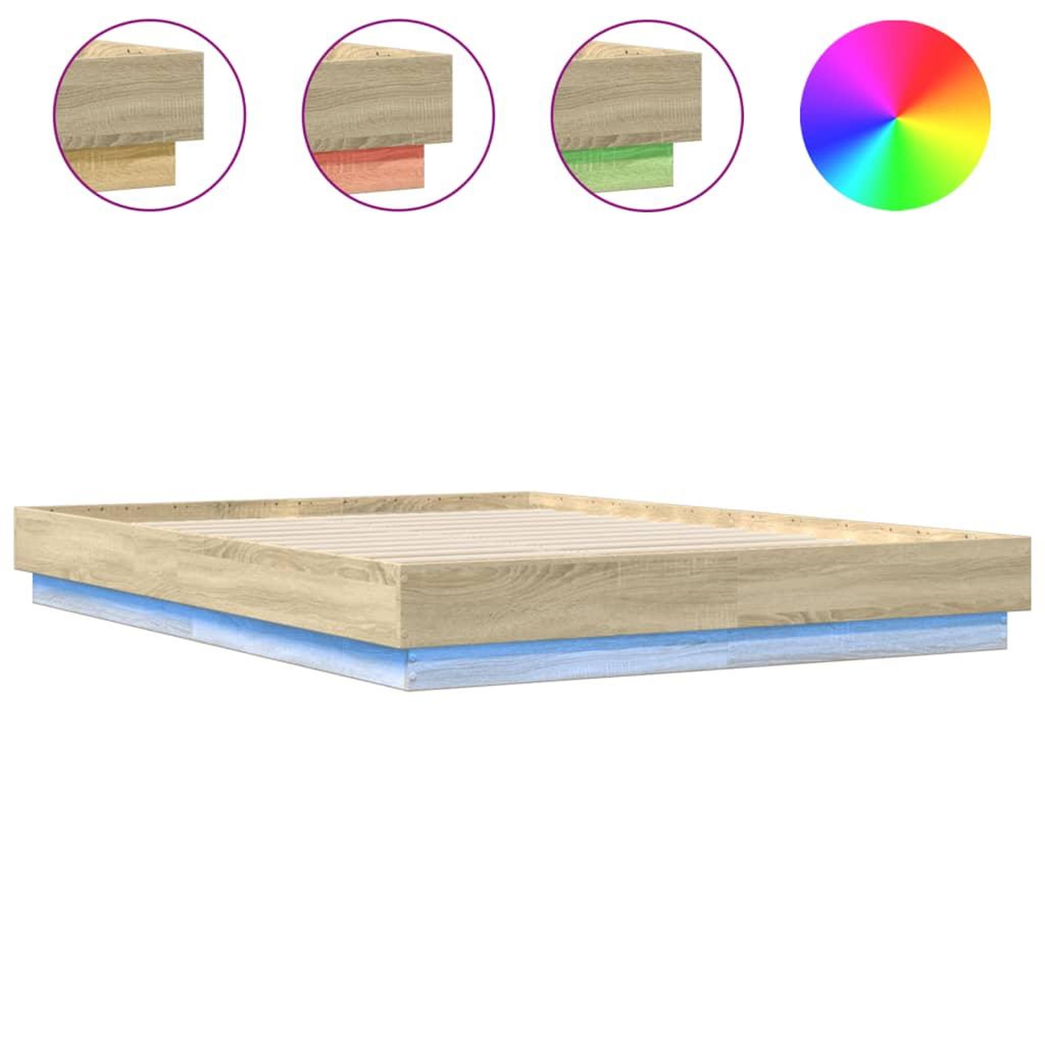 Voir la diapositive 2 : VIDAXL Cadre de lit avec LED sans matelas chene sonoma 120x200 cm