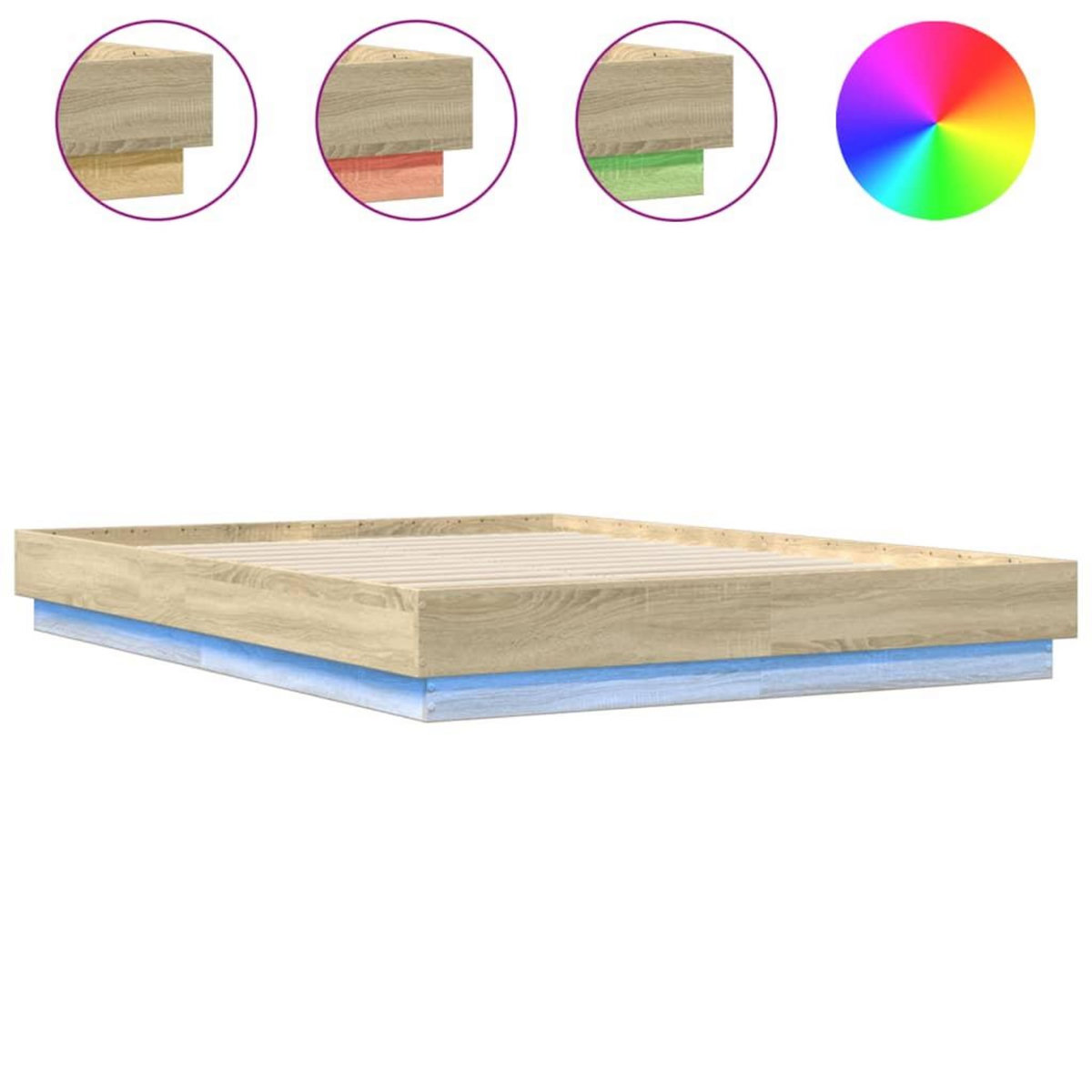 VIDAXL Cadre de lit avec LED sans matelas chene sonoma 120x200 cm