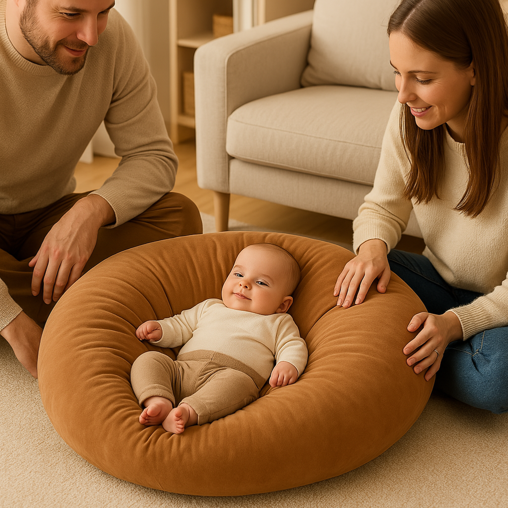Voir la diapositive 2 : CH'TI BOUT Coussin nid pour bébé - diametre 90 cm