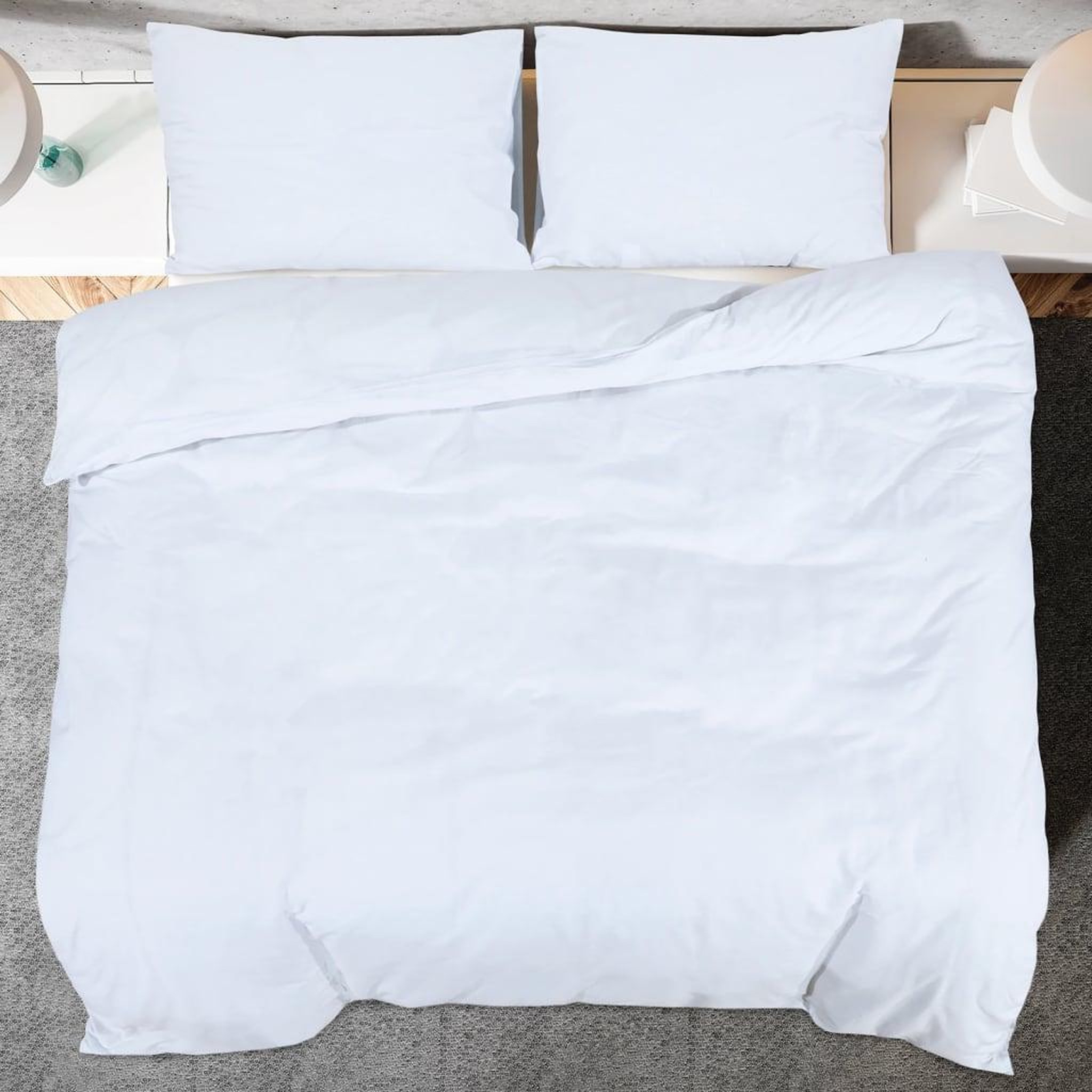 Voir la diapositive 5 : VIDAXL Ensemble de housse de couette Blanc 155x220 cm Coton