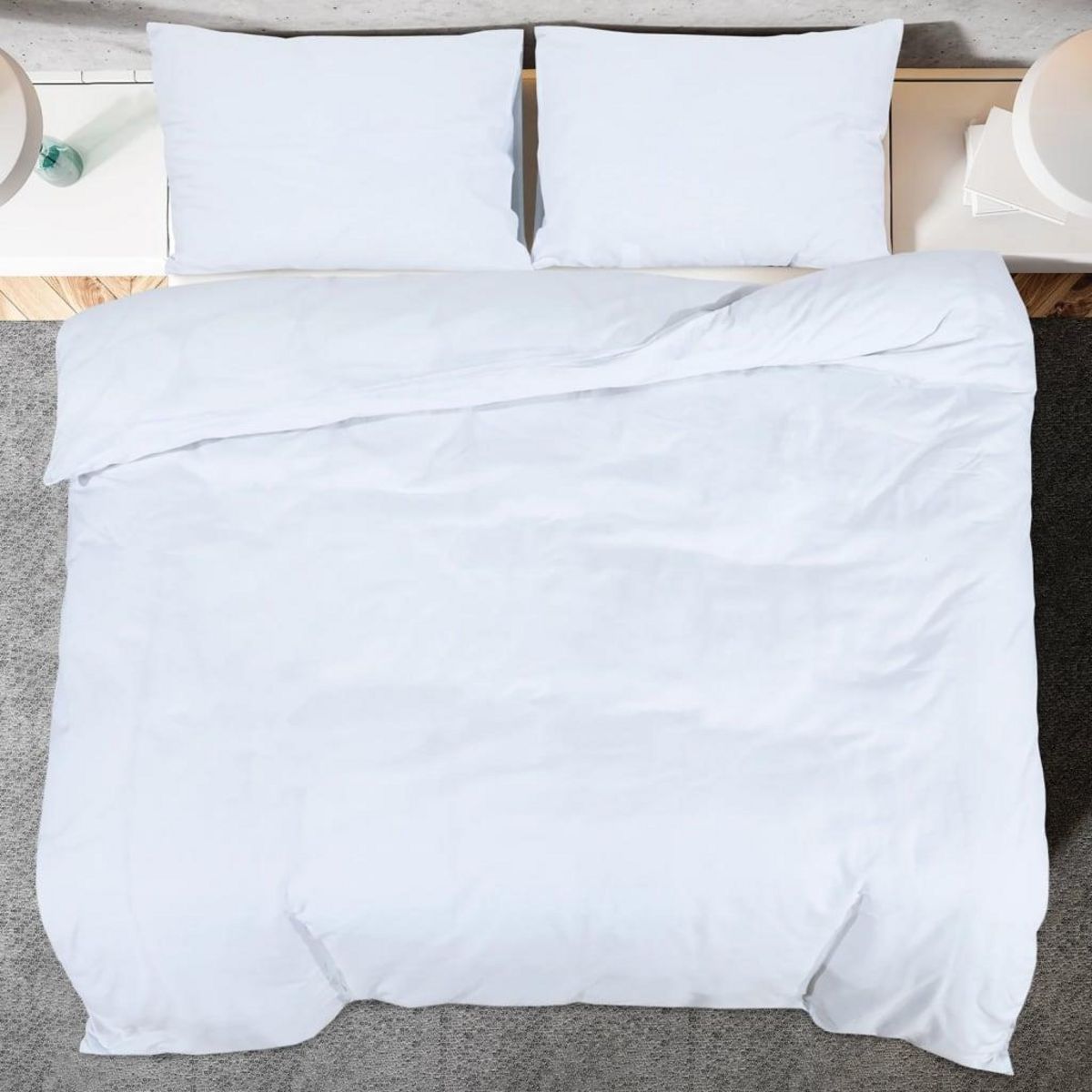 VIDAXL Ensemble de housse de couette Blanc 155x220 cm Coton