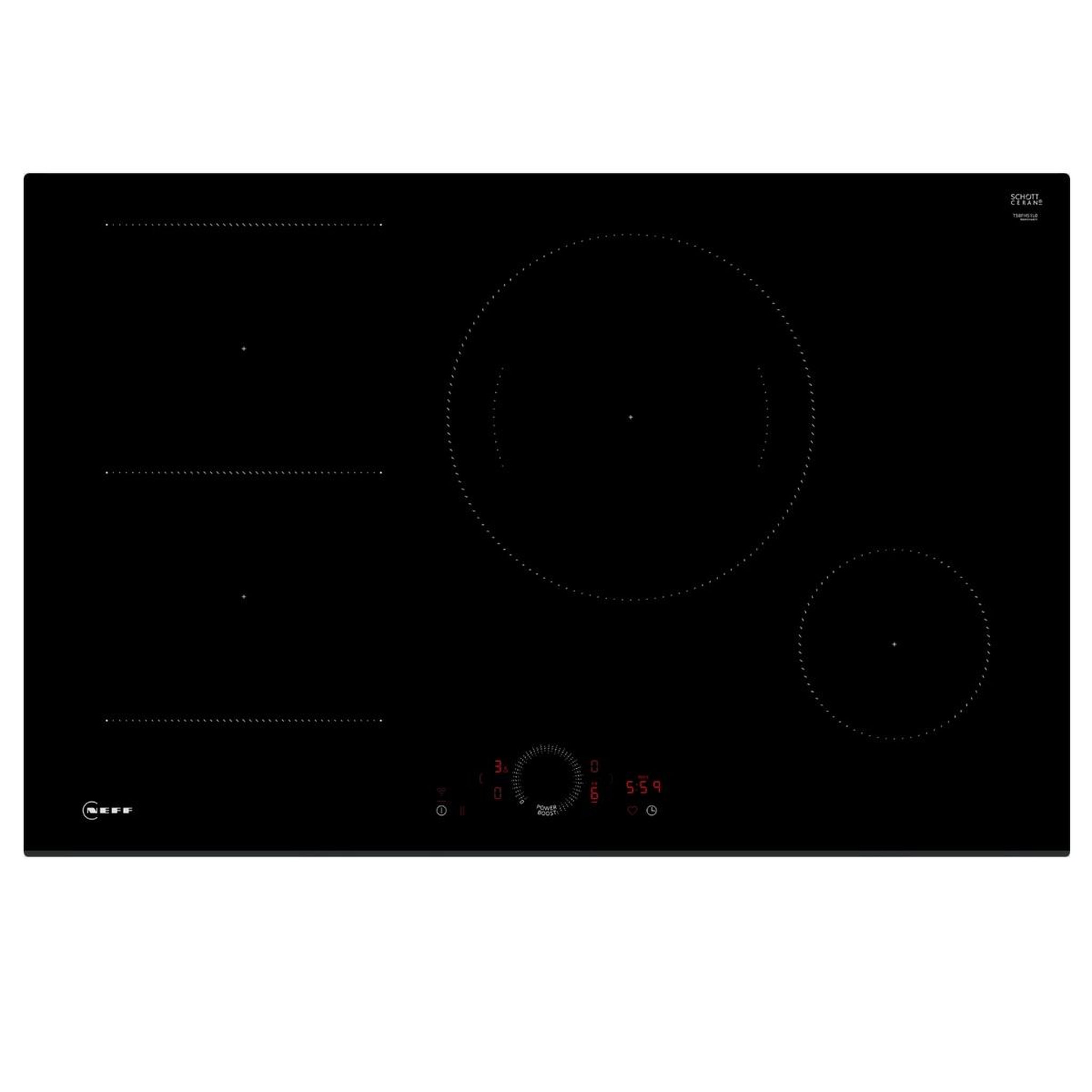 Voir la diapositive 1 : Neff Table de cuisson induction 80cm 4 feux 7400w noir - t58fhs1l0