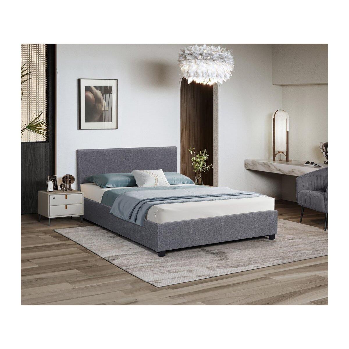 Habitat et Jardin Lit double avec coffre  Carla  - 140 x 190 - Gris