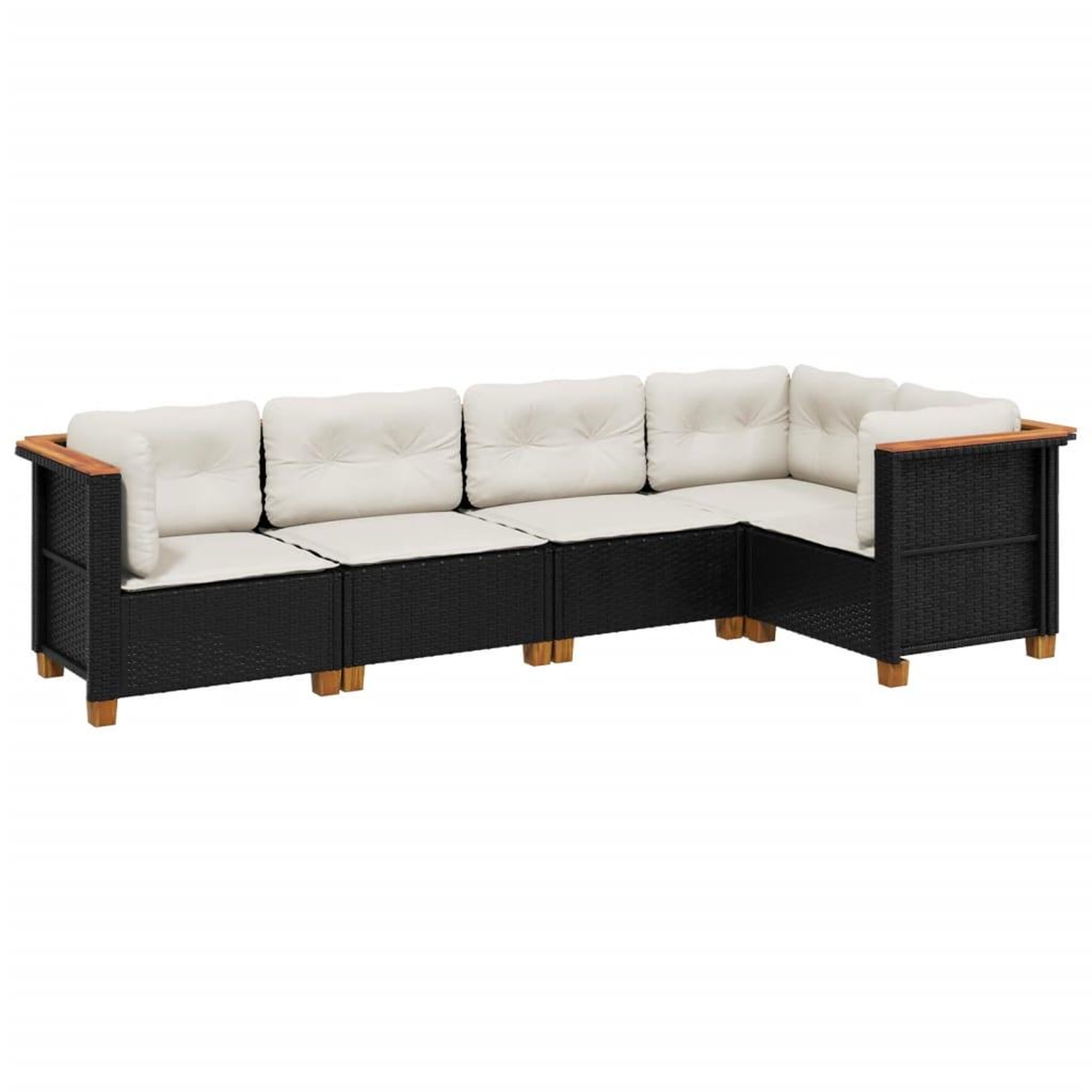 Voir la diapositive 2 : VIDAXL Salon de jardin 5 pcs avec coussins noir resine tressee