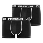 FREEGUN Lot de 2 Boxers garçon coton Noir. Coloris disponibles : Noir