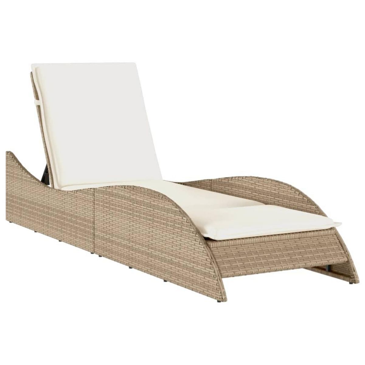 VIDAXL Chaise longue avec coussin beige 60x205x73 cm resine tressee