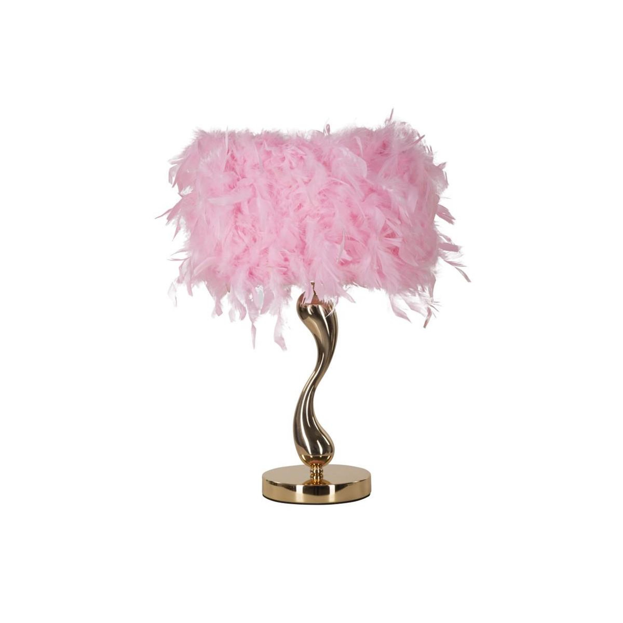 Paris Prix Lampe à poser imitation plume  cart  47cm or & rose