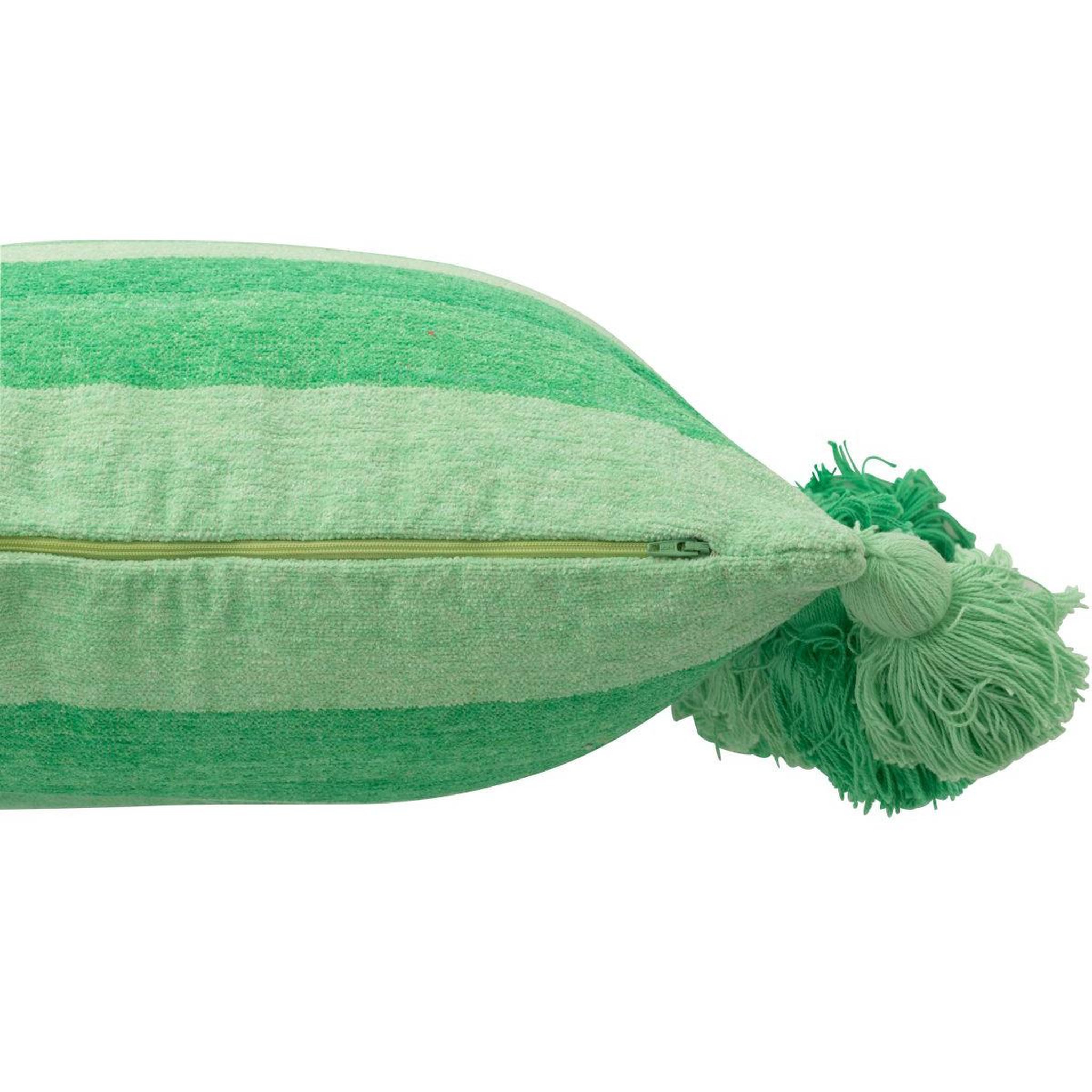 Voir la diapositive 2 : J-LINE Coussin déco à pompons  polly  50x50cm vert