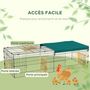 Voir la diapositive 5 : PAWHUT Parc enclos modulable acier avec bache pour lapins rongeurs petits animaux intérieur extérieur 185L x 75l x 50H cm vert