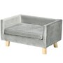 Voir la diapositive 1 : PAWHUT Canapé chien lit pour chien design scandinave coussin moelleux pieds bois massif dim. 64 x 45 x 36 cm velours gris