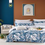 Home collection Parure housse de couette 100 % coton 57 fils Azuralis. Coloris disponibles : Bleu