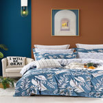 Home collection Parure housse de couette 100 % coton 57 fils Azuralis. Coloris disponibles : Bleu