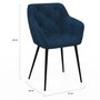 Voir la diapositive 5 : ID MARKET Lot de 2 chaises de salle à manger, fauteuils de table capitonnés LYA velours bleu canard