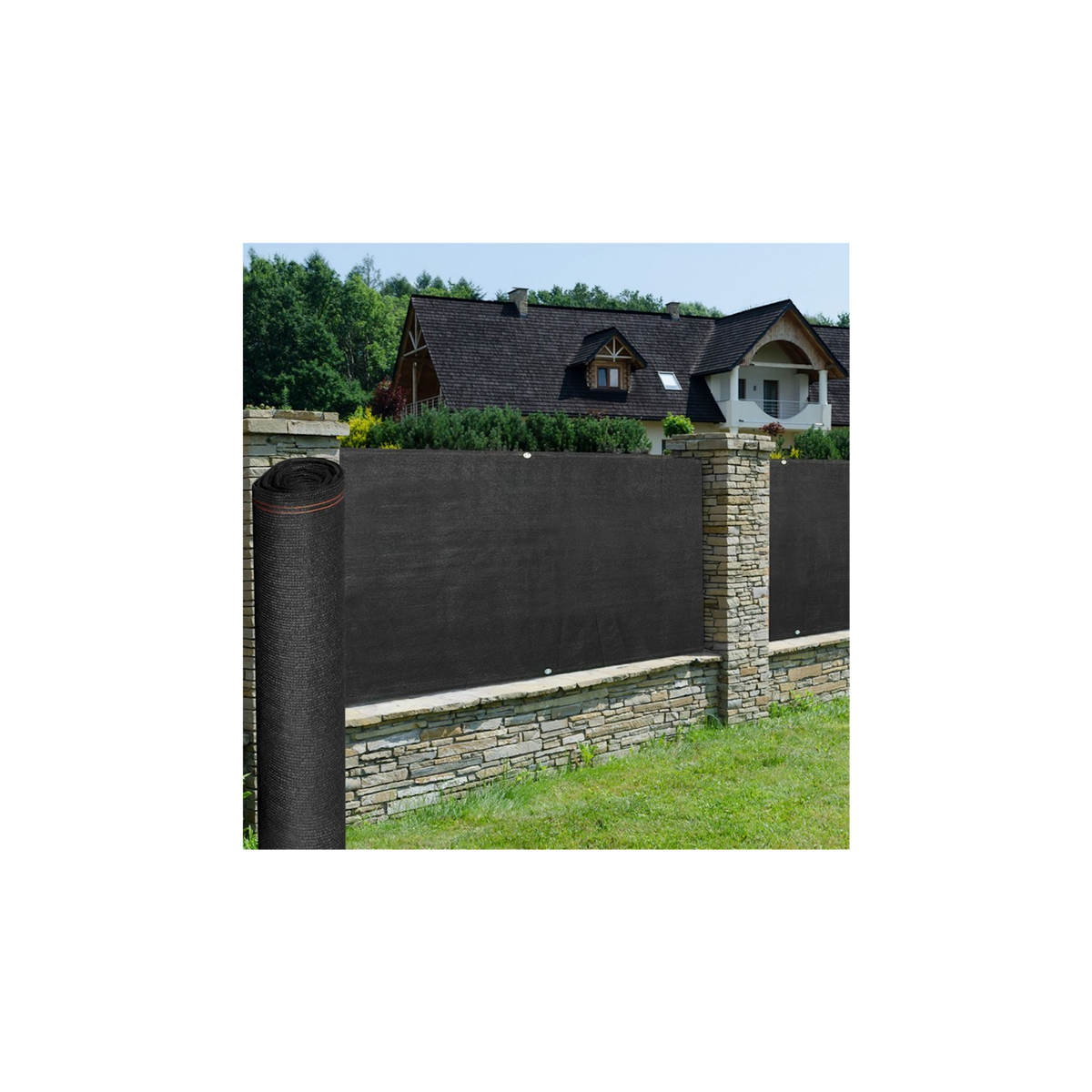 ID MARKET Brise vue haute densité 1,5 x 10 M noir 300 gr/m² qualité PRO