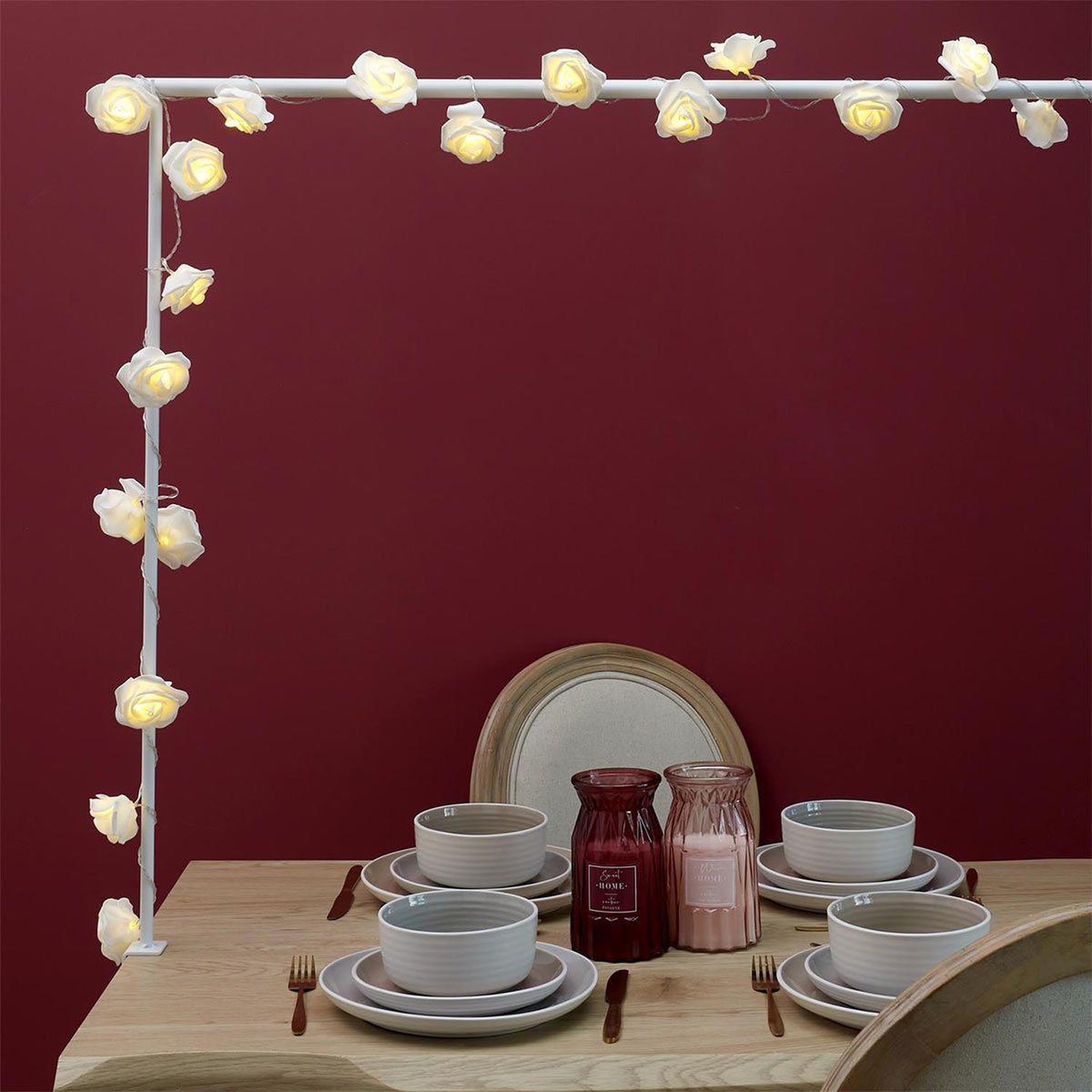 Voir la diapositive 6 : The Home Deco Factory Guirlande lumineuse 20 led  rose  350cm blanc