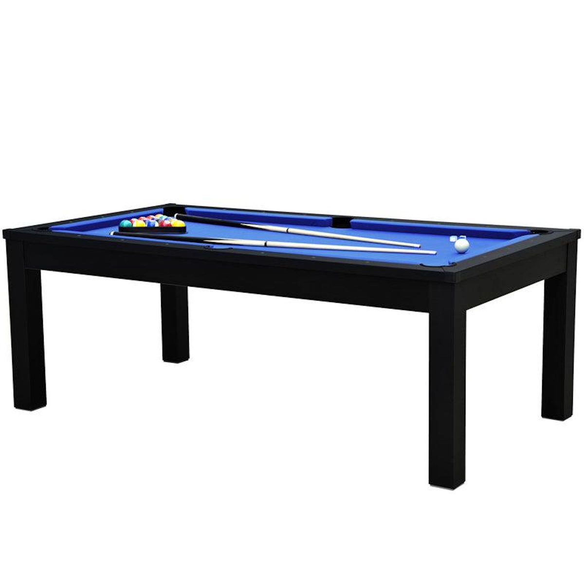 Rendez vous déco Table de billard convertible noire tapis bleu-Eddie
