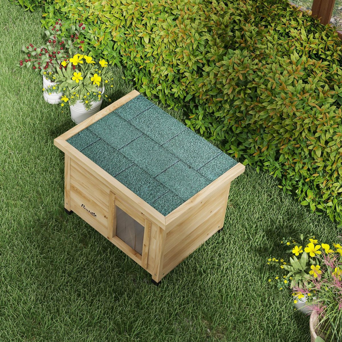 PAWHUT Maison pour chat niche extérieure en bois pré-huilé