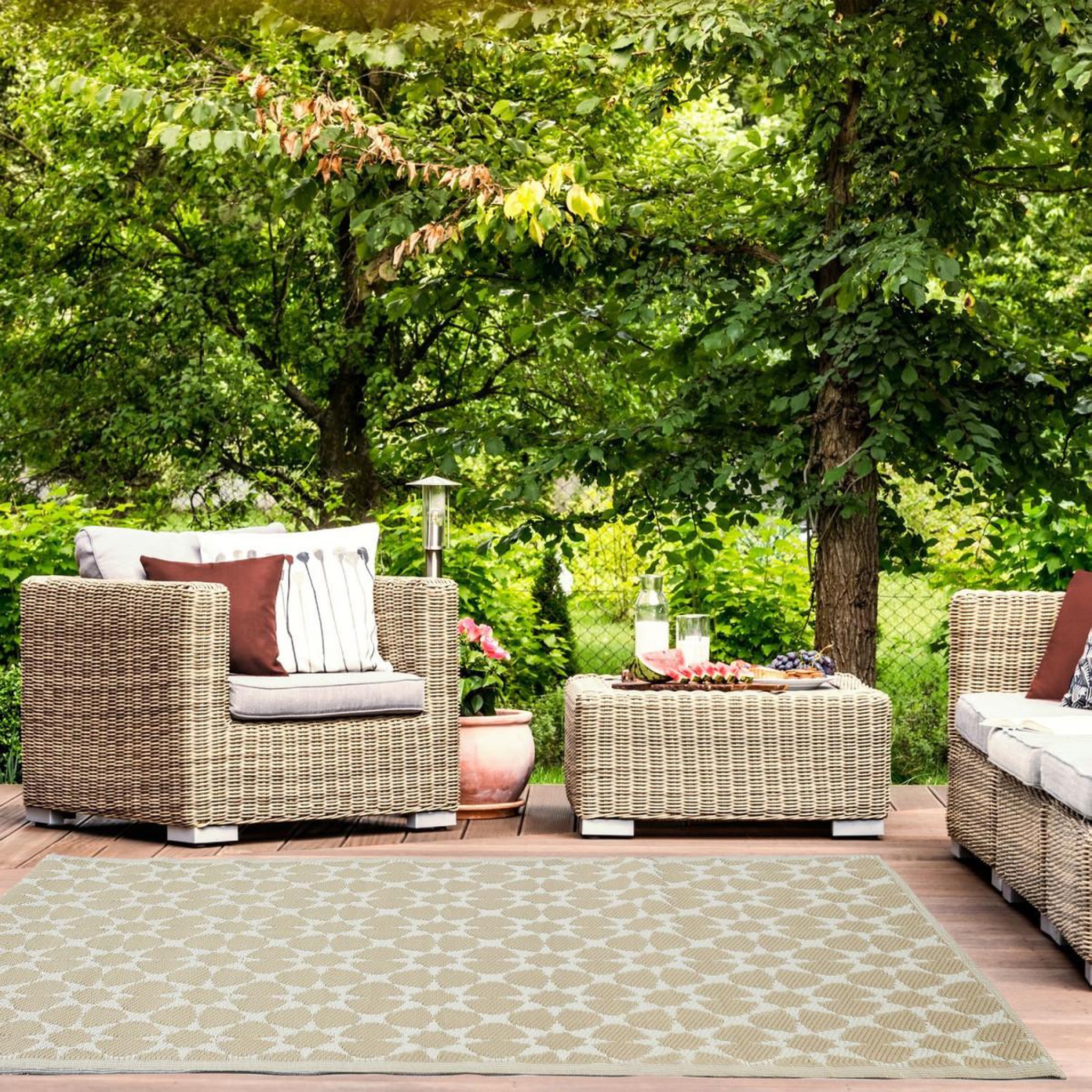 Voir la diapositive 4 : The Home Deco Factory Tapis déco imprimé  patio  120x180cm beige