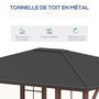Voir la diapositive 4 : OUTSUNNY Pergola pavillon de jardin avec toit rigide imperméable - dim. 364L x 299l x 280H cm - métal aspect bois gris foncé