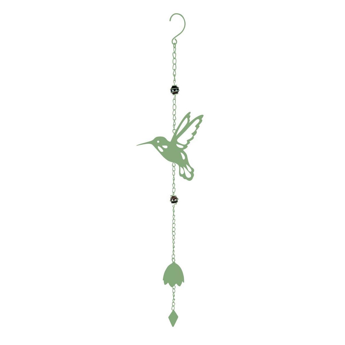 CENTRALE BRICO Carillon en forme de colibri avec perles  - vert pâle