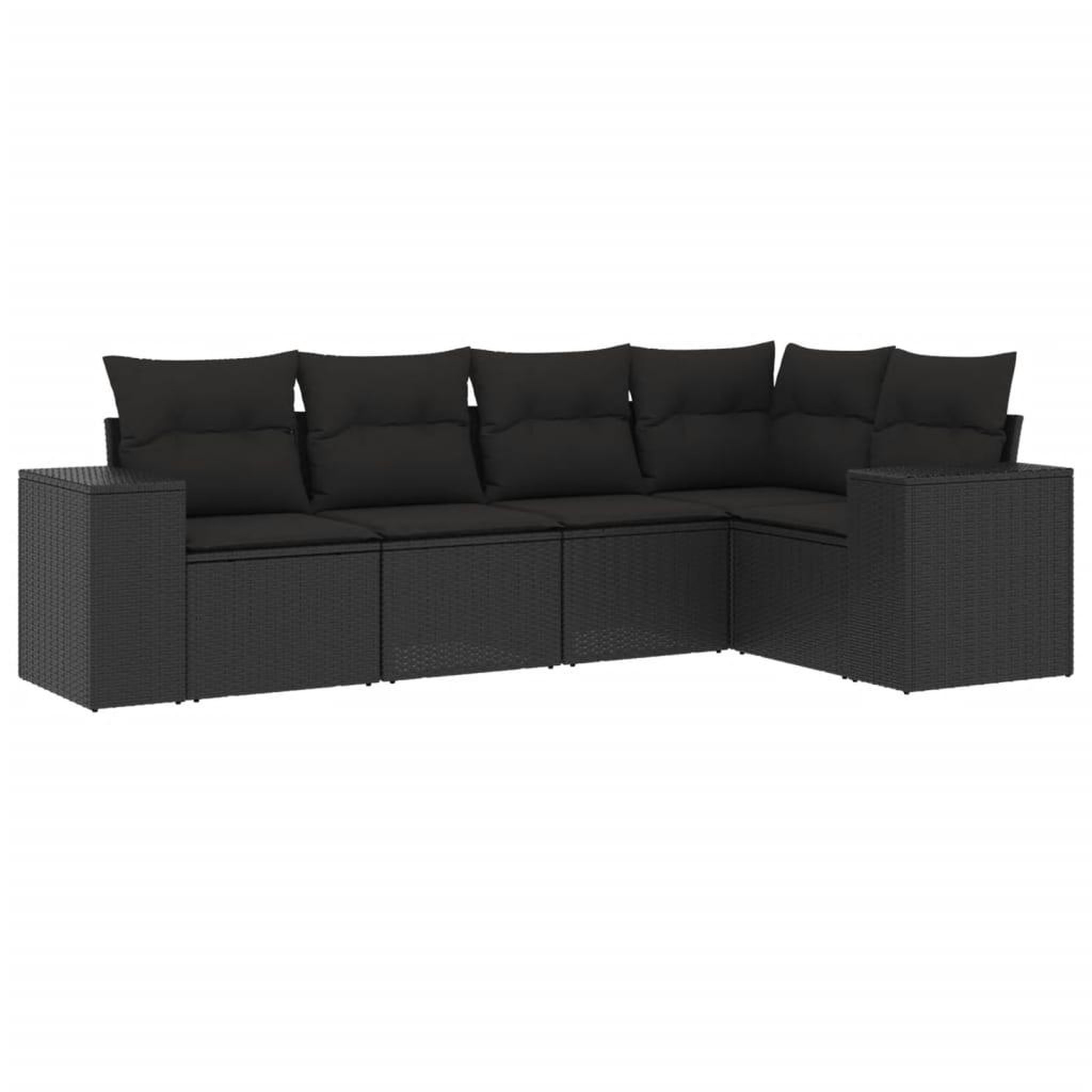 Voir la diapositive 2 : VIDAXL Salon de jardin 5 pcs avec coussins noir resine tressee