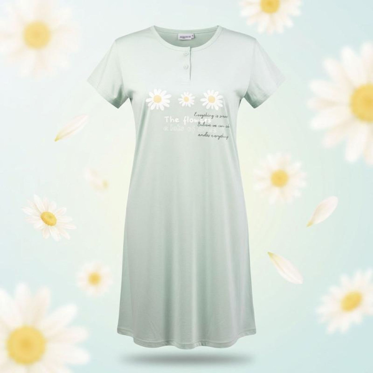 OZABI OZABI Chemise de Nuit Femme Microfibre Florales Manches Courtes