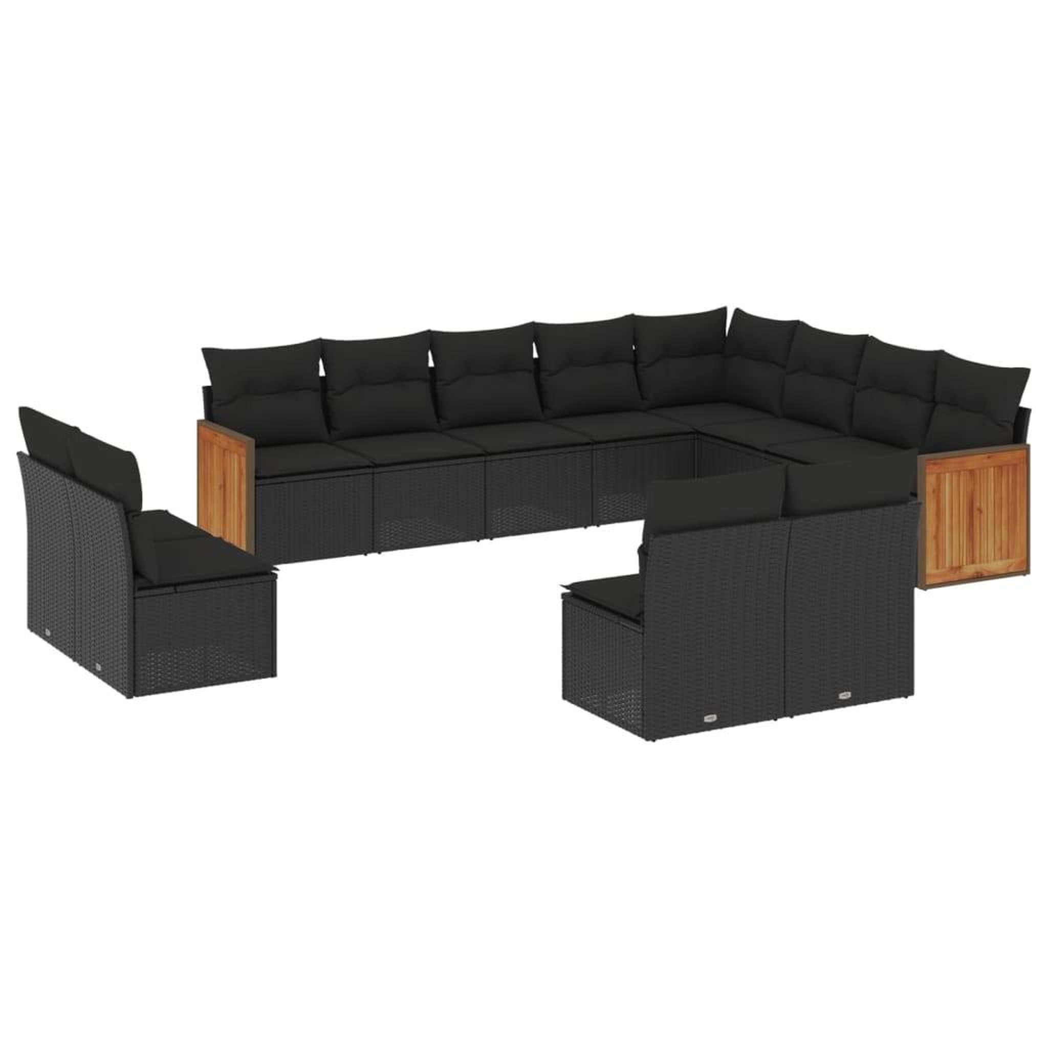 Voir la diapositive 2 : VIDAXL Salon de jardin 12 pcs avec coussins noir resine tressee