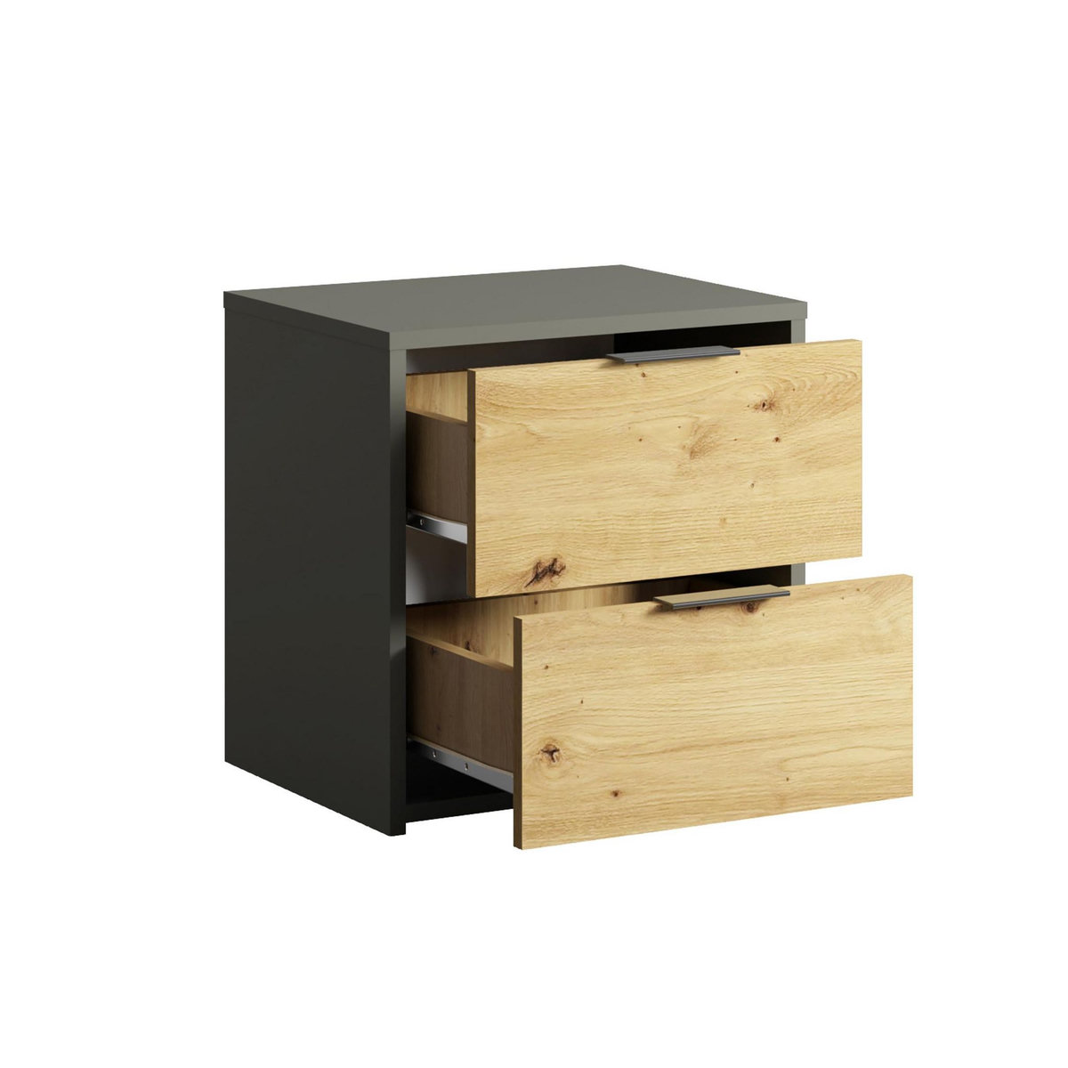 BEST MOBILIER Nicosie - lot de 2 tables de chevet - effet bois et gris - 44 cm