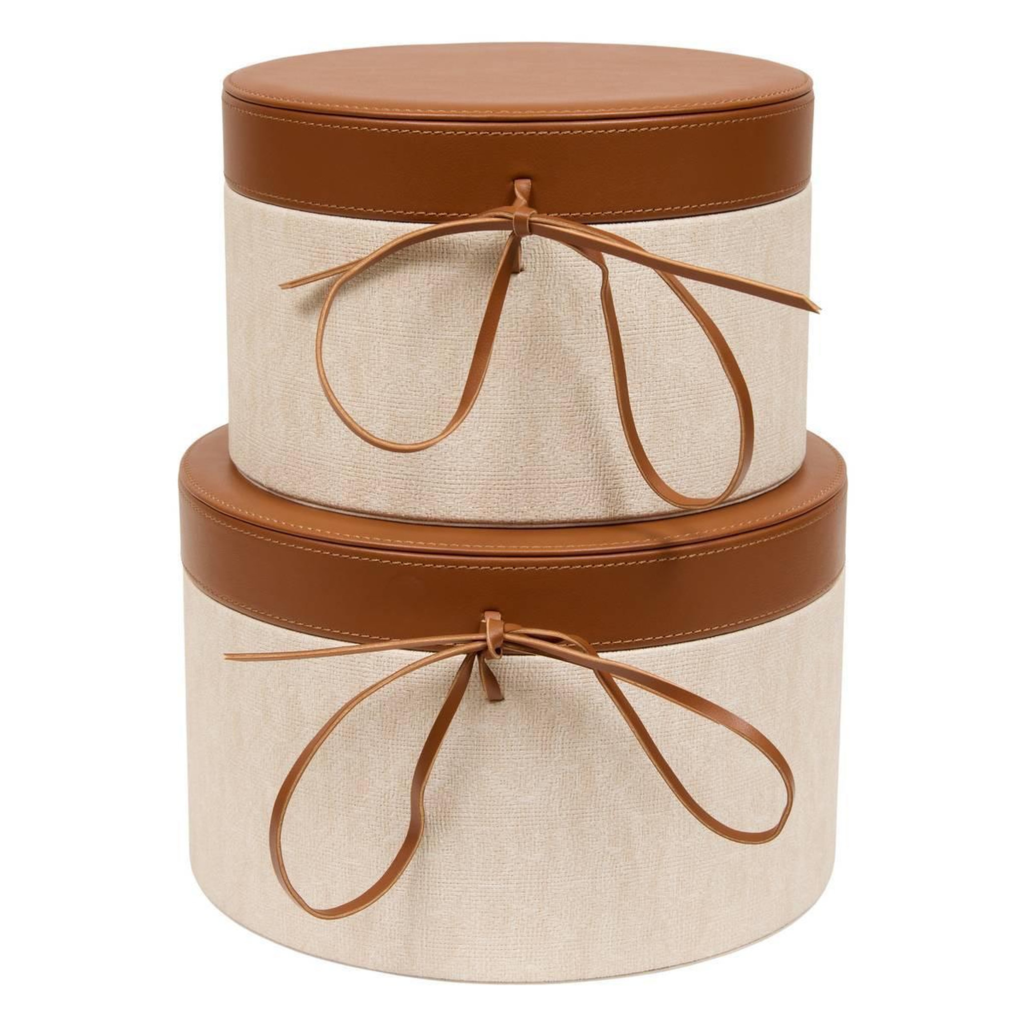 ATMOSPHERA Lot de 2 Boîtes de Rangement  Whisky  28cm Crème