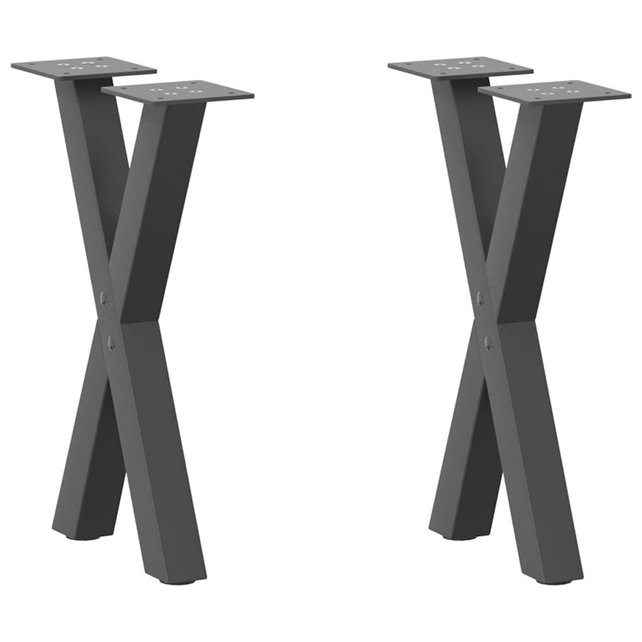 VIDAXL Pieds de table basse forme de X 2 pcs anthracite 38x(42-43) cm