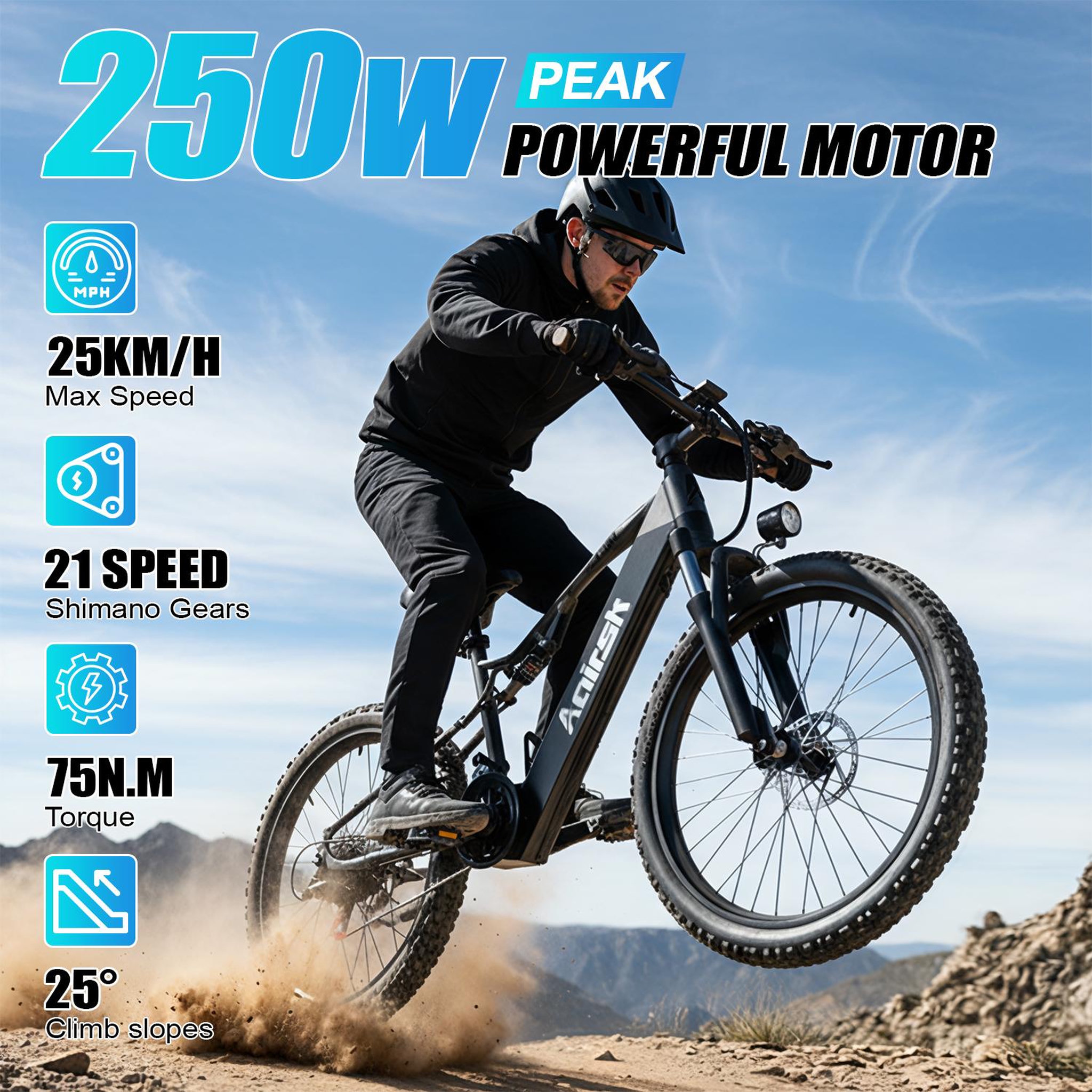 Voir la diapositive 5 : AAIRSK Vélo électrique aairsk xt90, 26 pouces, batterie 48 v 20 ah, nfc, noir
